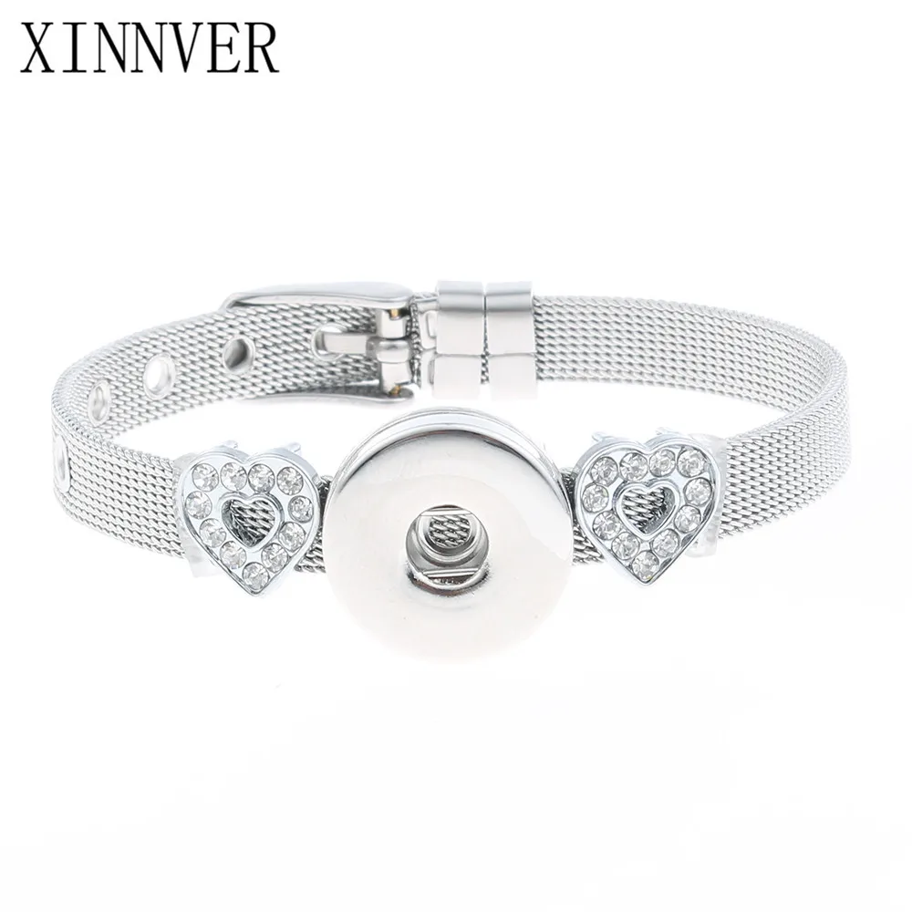 

New Snap Jewelry Stainless Steel Charm Bracelet For Woman Fit 18mm Snap Button Jewelry Xinnver Snap Bracelets For Women