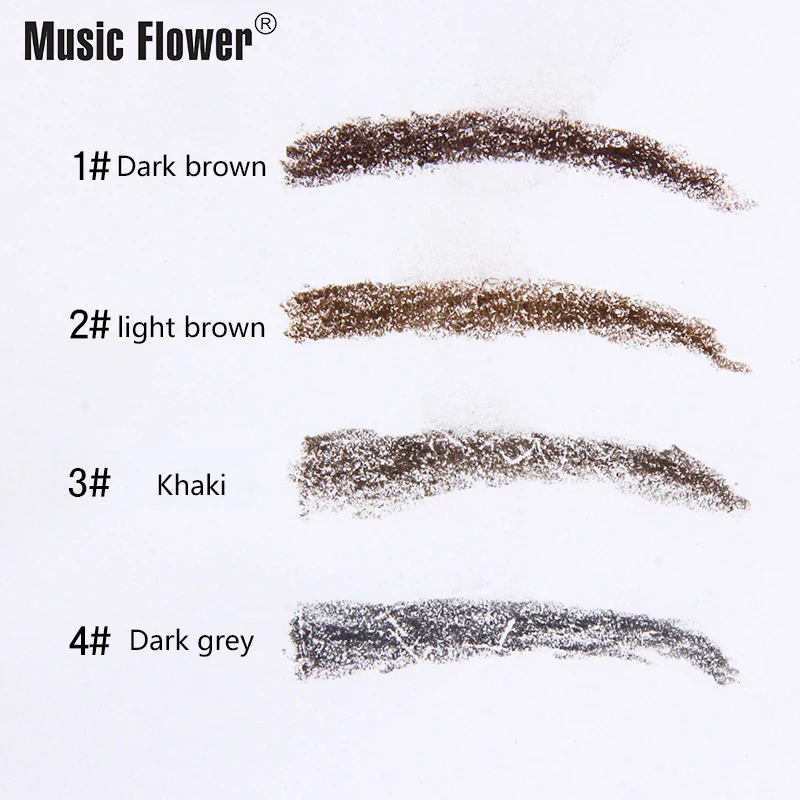 Brand Music Flower 3D Eyes Makeup Set Brown Matte Eyebrow Pencil Womens Eye Brow Enhancer Pen Lasting Make Up Brush 4 Colors