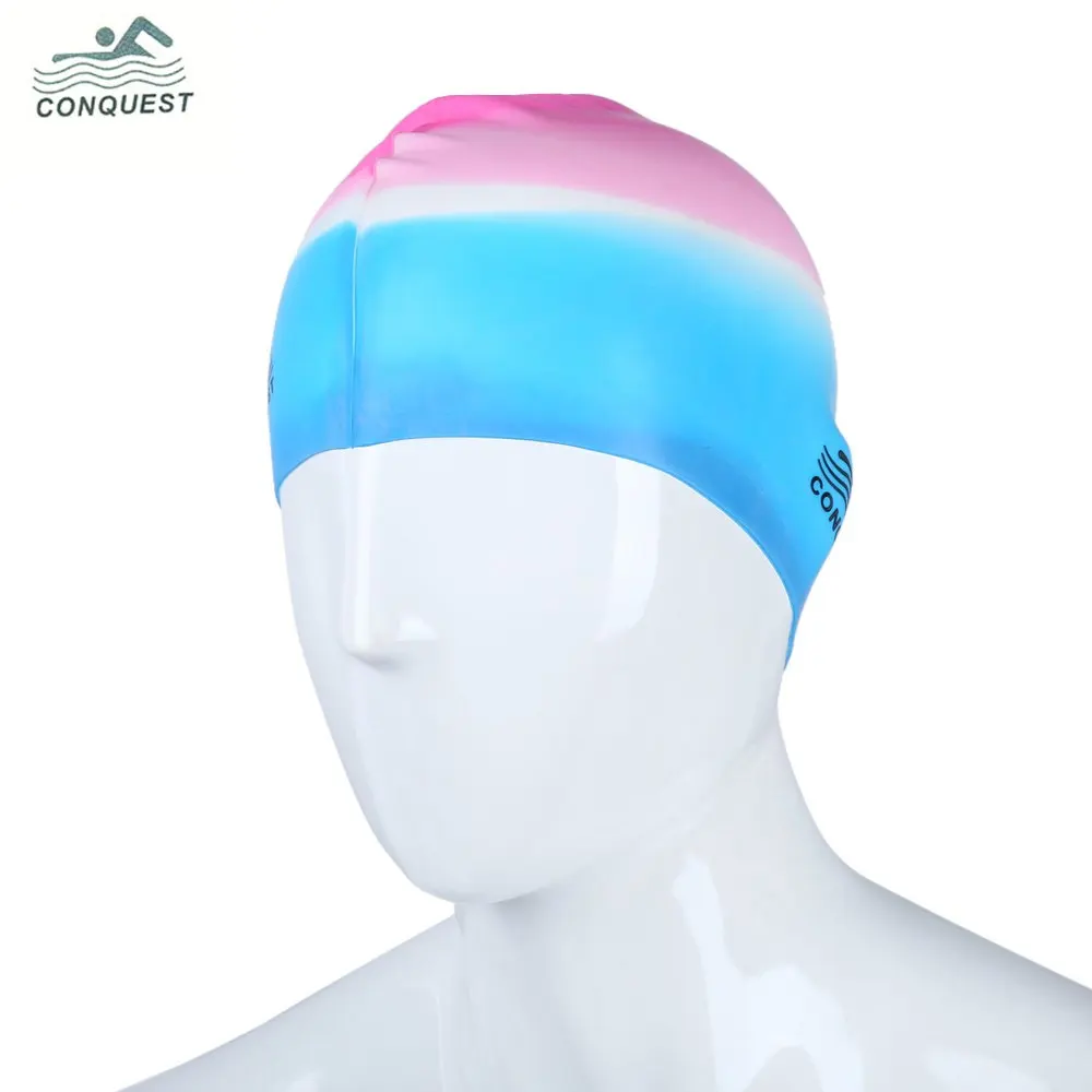 

Conquest Silicone Hair Protection Swimming Cap Flexible Water-resistant Swimming Cap Elastic Unisex Adult 2 Colors