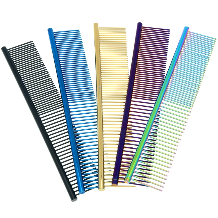 

19CM Puppy Grooming Comb Tools For Dog Clean Cheap Brushes Pin Cat Brush Stainless Steel Dogs Comb Metal Pet Suppliers LZN0017