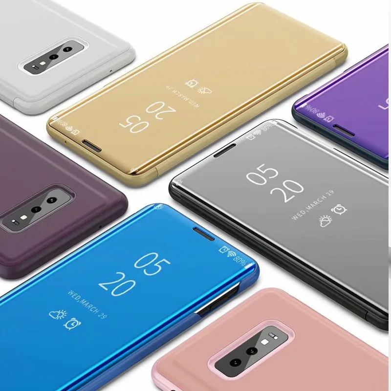 

Luxury Clear View Phone Case Leather Cover For Samsung Galaxy S10 Plus Lite M20 M10 A6s A8s A9 2018 A9s Smart Mirror Flip Coque