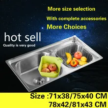 Стандартная кухонная раковина пищевая 304 нержавеющая сталь Горячая модный двойной корыто 71x38/75x40/78x42/81x43 см