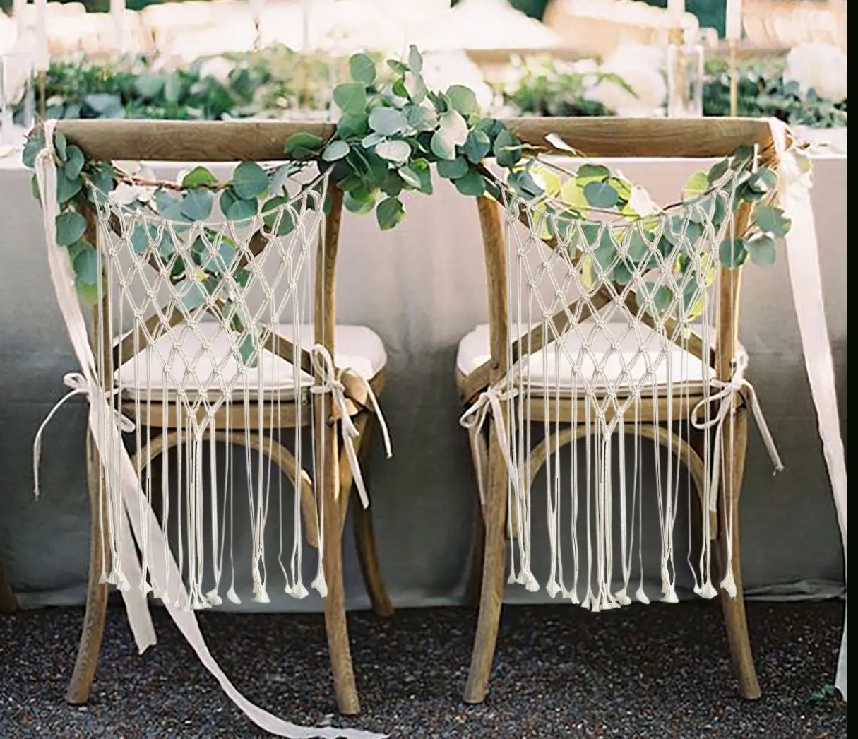 

1pcs Wedding Chair Hanger chair covers spandex Macrame Wall Hanging Home Decor Handwoven housse de chaise