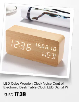 Mini Cube Wooden Clock Voice Control Electronic Table Clock LED Digital Desk Watch Nixie Radio For Children Bedside Alarm Clock