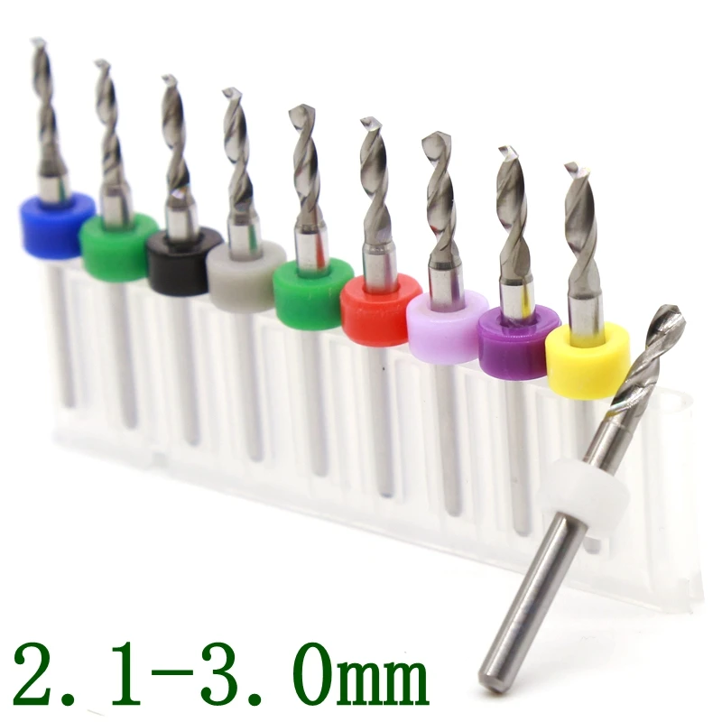  2.1-3.0mm tungsten carbide Pcb bit 10PCS woodworking metal CNC router iron aluminum drilling tools 