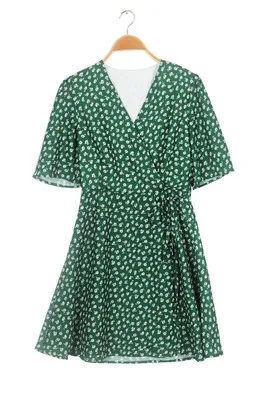 Soo Young the same green daisy/платье с v-образным вырезом для женщин; летнее платье в Корейском стиле; подарки на день рождения; Рождественская одежда
