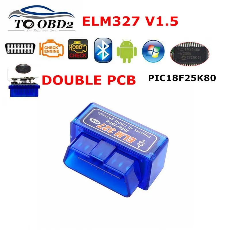 Супер Мини Elm327 оборудование V1.5 чип PIC18F25K80 Bluetooth ELM 327 считыватель кодов автомобиля