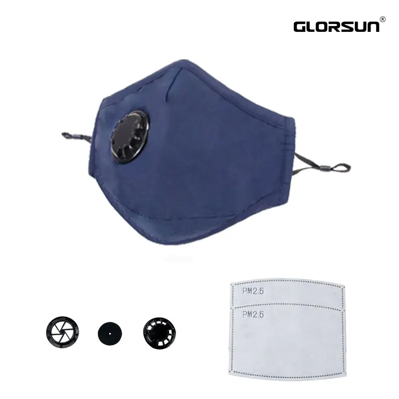 

GLORSUN Cotton PM2.5 Anti Haze Mask Breath valve anti-dust mouth mask Activated carbon filter respirator Mouth-muffle black mask