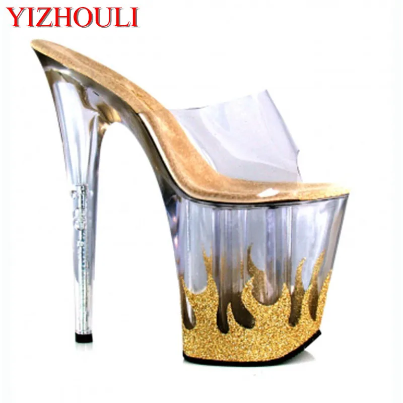 Clear Platform Sexy Novelty Grain Heels Crystal Shoes 8 Inch High Heel