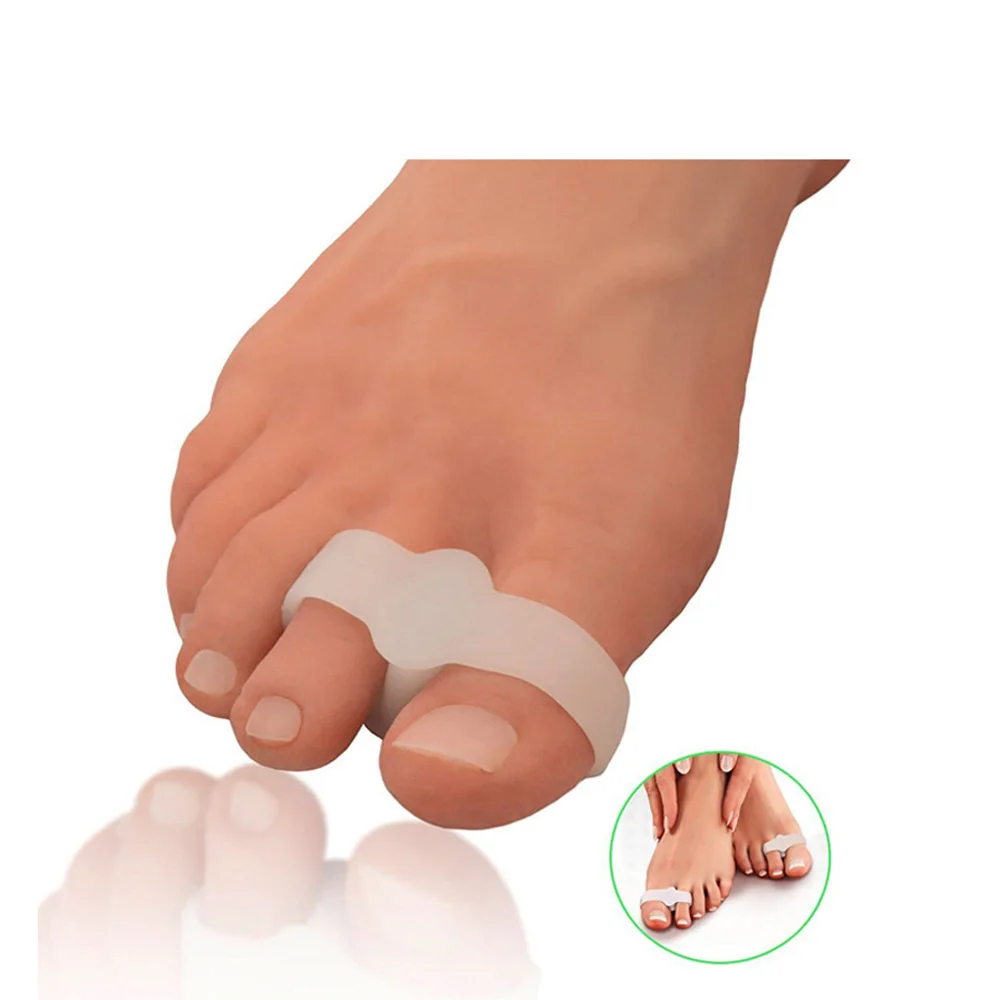 2Pcs 2 Hole Feet Foot Care Gel Toe Straighteners Separator Hallux Valgus Bunion Corrector Pain Relief Foot Massager C136