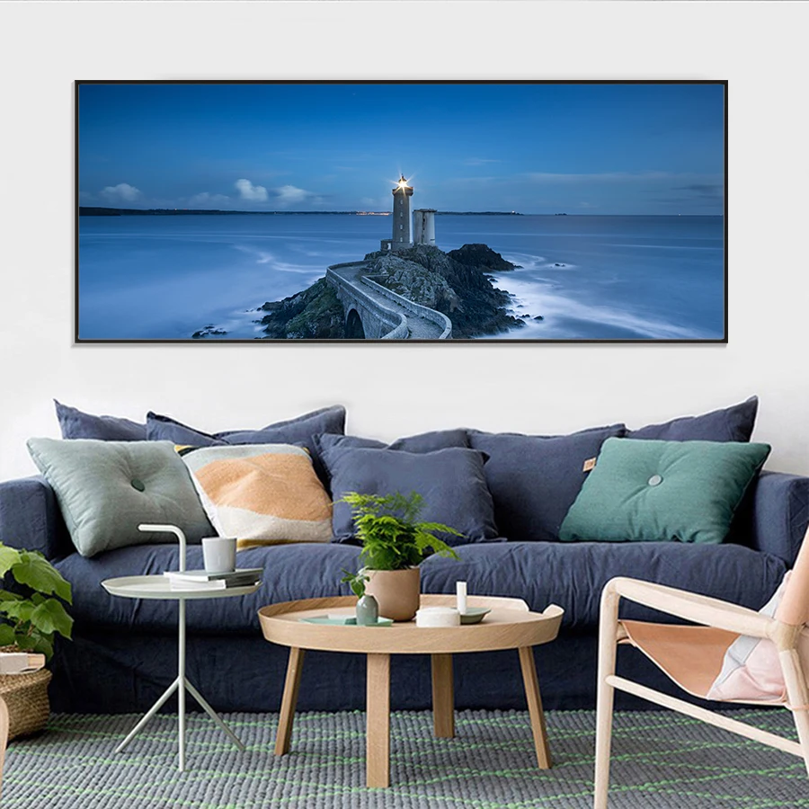 

Lighthouse Print and Poster Nature Seascape Wall Art Canvas Painting for Living Room Wall Black and White Home Picture Art Decor