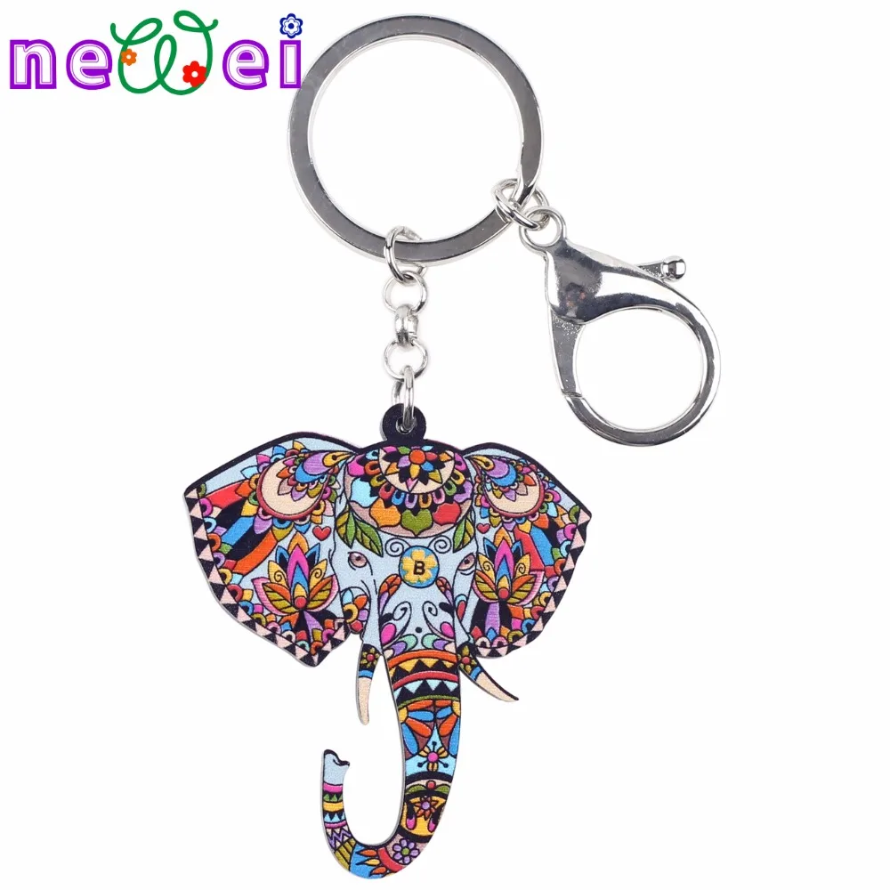 NEWEI акриловые животных Jewelry джунгли слон брелок для ключей jumbo пом подарок Для