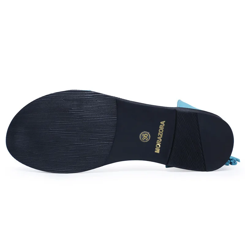 MORAZORA/ г., Высококачественная замшевая обувь женские босоножки пляжная обувь на молнии с бахромой простая летняя обувь, женская обувь на плоской подошве