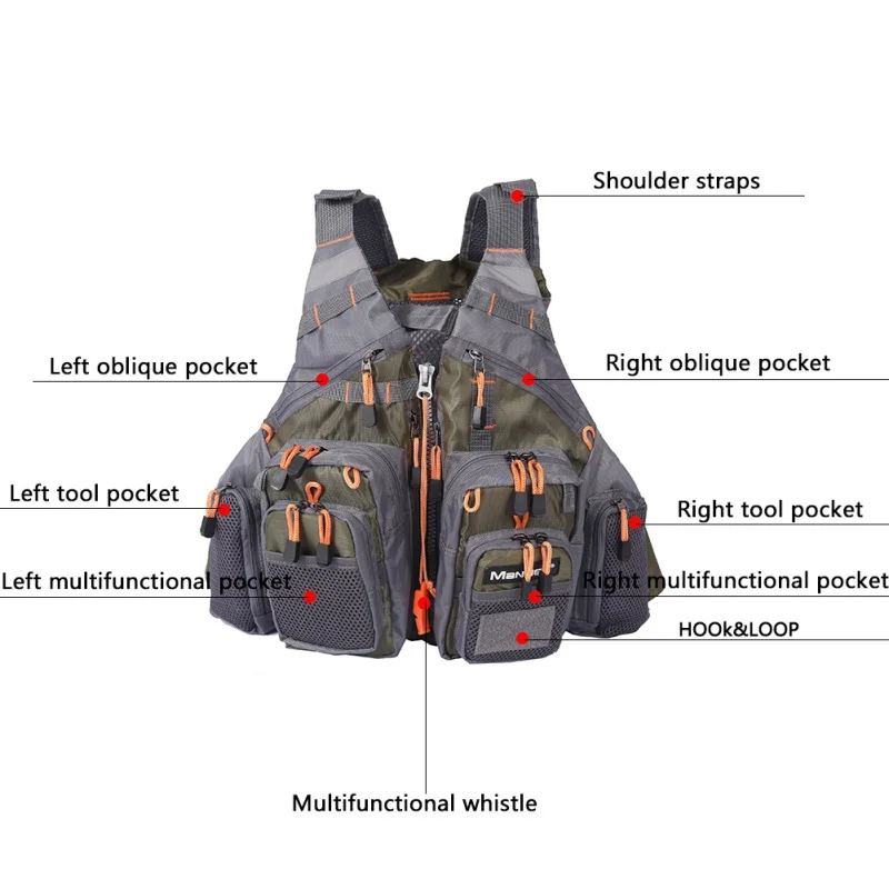 Универсальный Карманный рыболовный жилет, регулируемый сетчатый Рыболовный Жилет для рыбалки на открытом воздухе, Спортивная Спасательная куртка для плавания