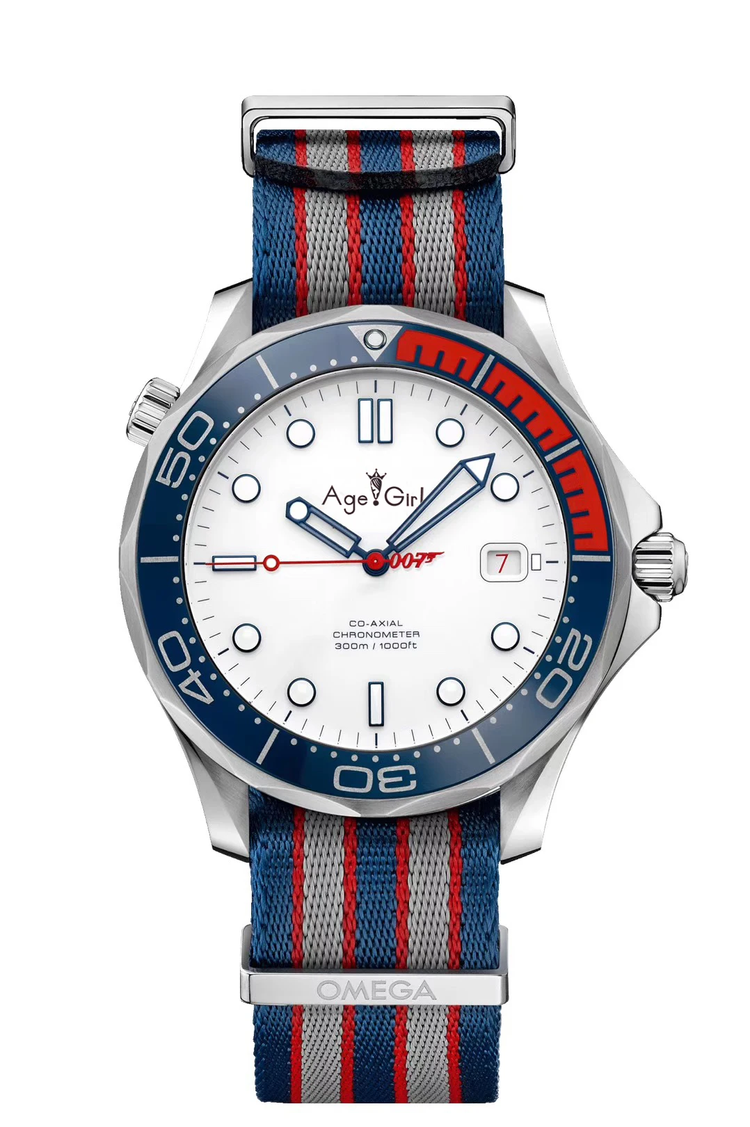 

Luxury Brand New Men Automatic Mechanical Watch Silver 007 Red Blue Ceramic Bezel Crystal Sapphire Sport Watches Canvas Fabric