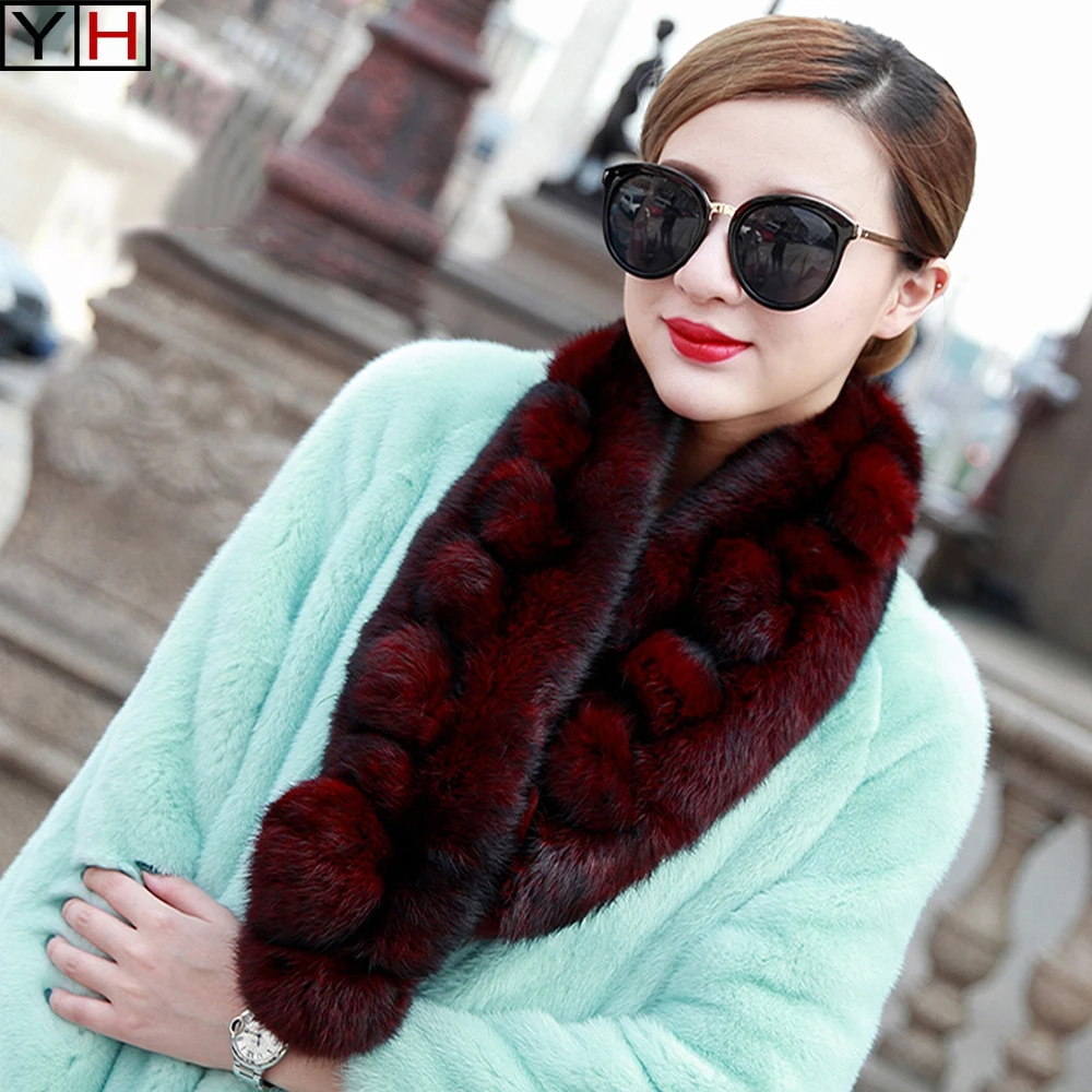 

Winter women rabbit fur scarf warm luxurious rabbit fur scarf Russian Winter Scarf 100% natural fur scarf 100cm*11cm