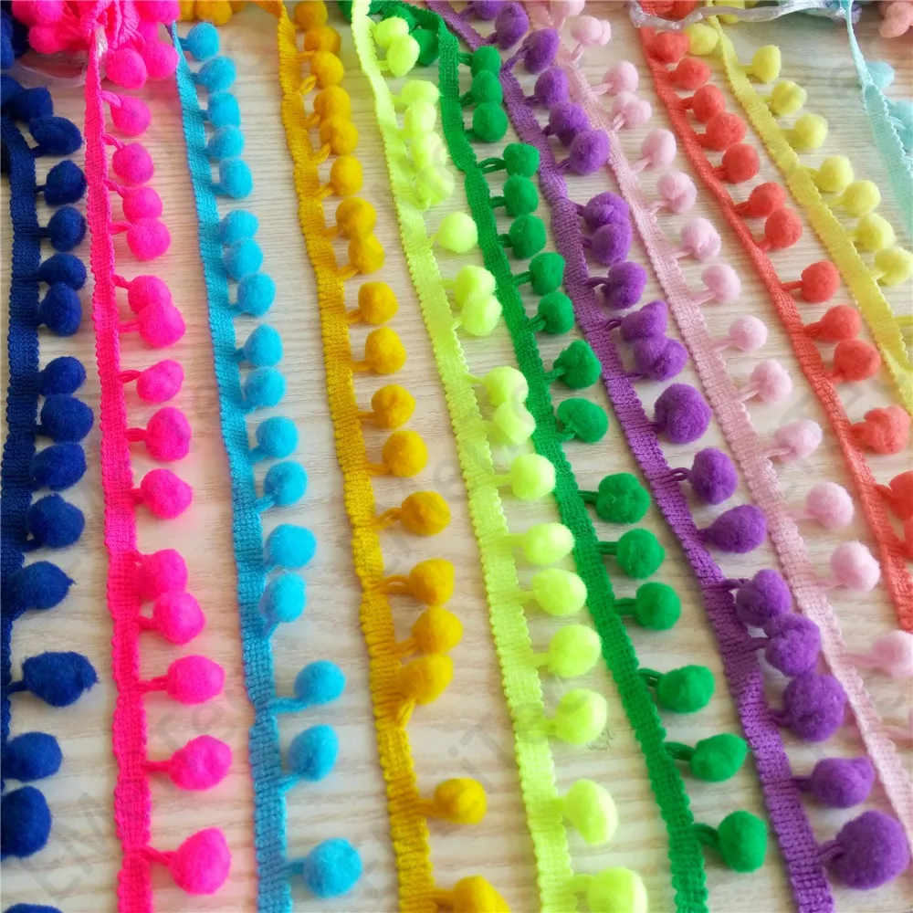 

PanlongHome 45M 34 Colors Pompom Trim 20mm(pom size 10mm)Ball Ribbon Trim Bobble Braid Christmas Lace Decoration Fringe Sewing