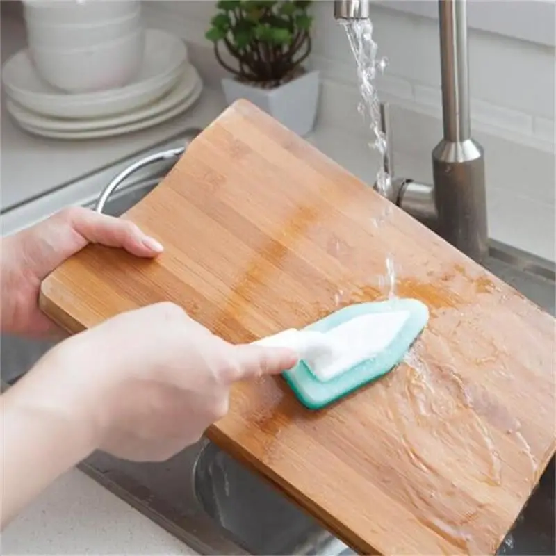 

1 Pcs Two Color Choose Kitchen Multi-function Plastic Scouring Pad Long Handle Cleaning Brush Magic Sponge Decontamination Rub