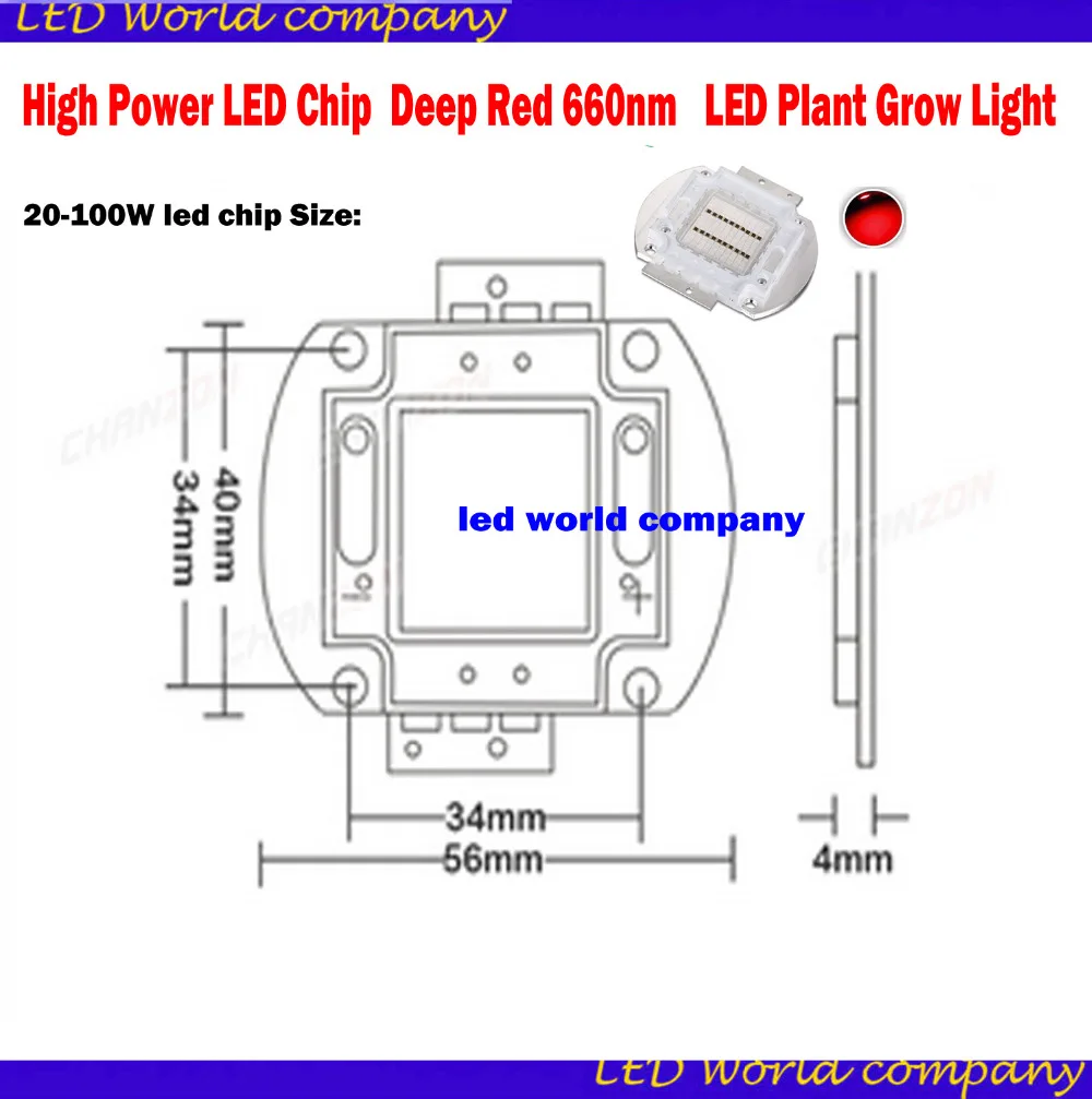 Высокая Мощность светодиодный чип 660nm глубокий красный светодиодный Grow светильник 660 нм 3W 5W 10W 20W 30W 50W 100W COB светодиодный излучатель для выращивания растений в аквариуме