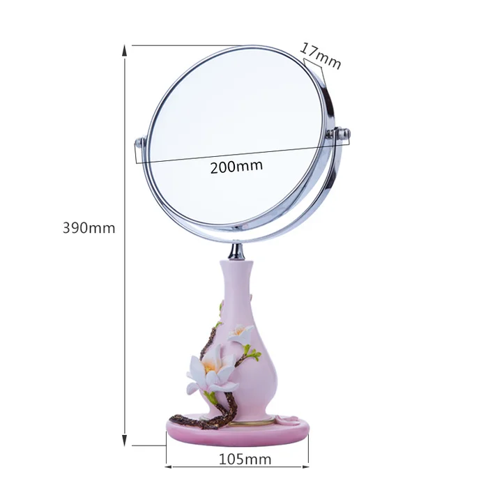Desktop makeup mirror desktop double-sided vanity mirror magnified European resin beauty beauty gift wedding mirror LO727453