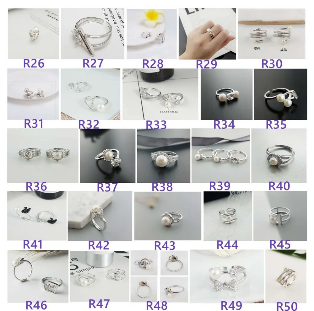 

Fashion Silver 925 Adjustable Rings Deft Design Sterling Silver Pearl Ring Mounts DIY Jewelry For Freshwater White Pearl PR013