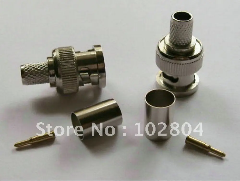 

BNC Plug Crimp Coaxial Connector 3-Piece for RG59 50 Set per Lot