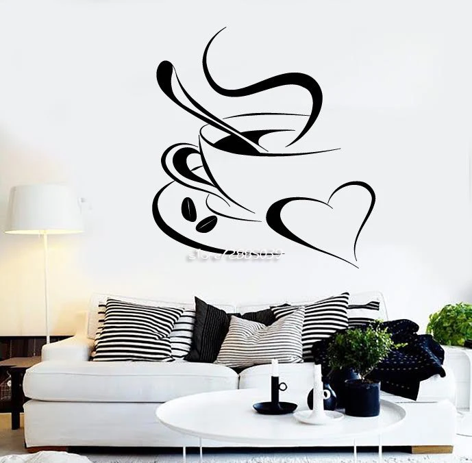 Coffee Break Vinyl Wall Stickers Decor Romantic Coffee Shop Kitchen