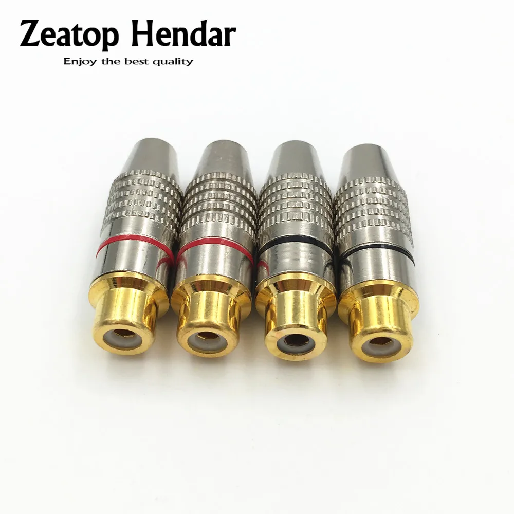 

4Pcs Metal RCA Female Plug Soldering Audio Video AV Speaker RCA Socket Gold Plated Connector