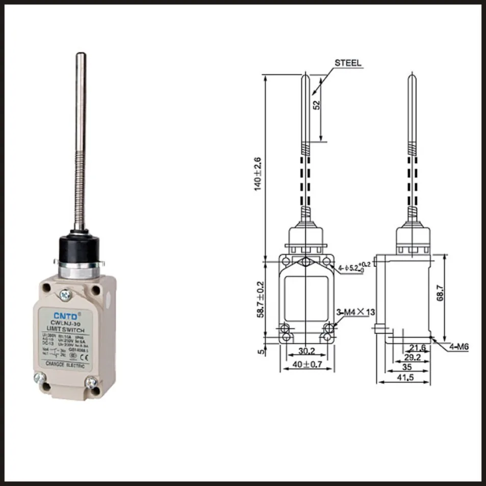 

Switch travel limit switch 24A Electrical Safety Key Interlock switch Compact Prewired Limit micro switch CWLNJ-30