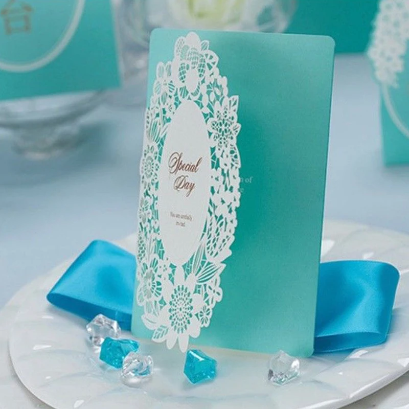  FANLUS Blue Wedding Invitation Cards Kit with Envelopes Custom Personalized Printing - 32891253607