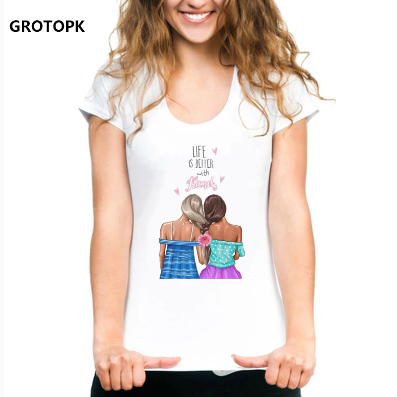 

Life Is Better with Friends T-shirts for Women Camisas Mujer New Arrival 2019 Korean Tshirt Harajuku Kawaii Top Streetwear