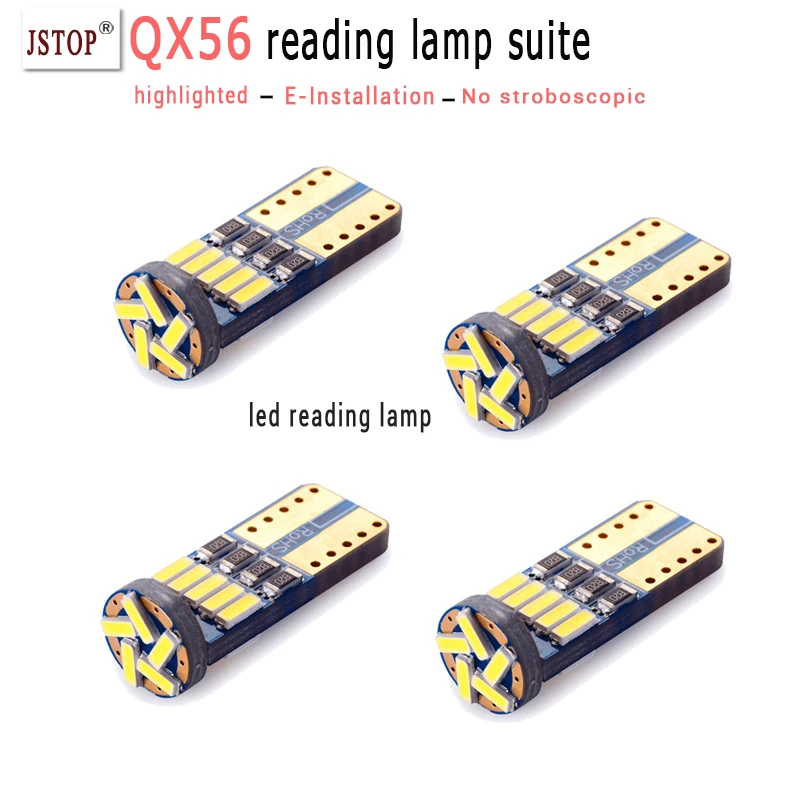 

4piece/set QX56 led car reading lights 12V T10 bulbs led W5W canbus led Trunk light w5w t10 led Interior lamps 194 reading light