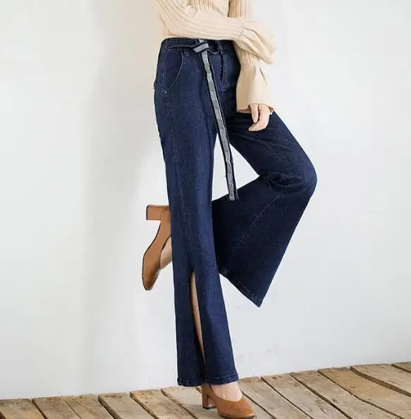 Cintura Algodón Moda Ancha Las Fajas Nueva Mujeres Pierna Mujer Pantalones Vaqueros De Tyn0906 Tamaño Alta Casual Mezcla Plus Azul 4xaxFOqSw