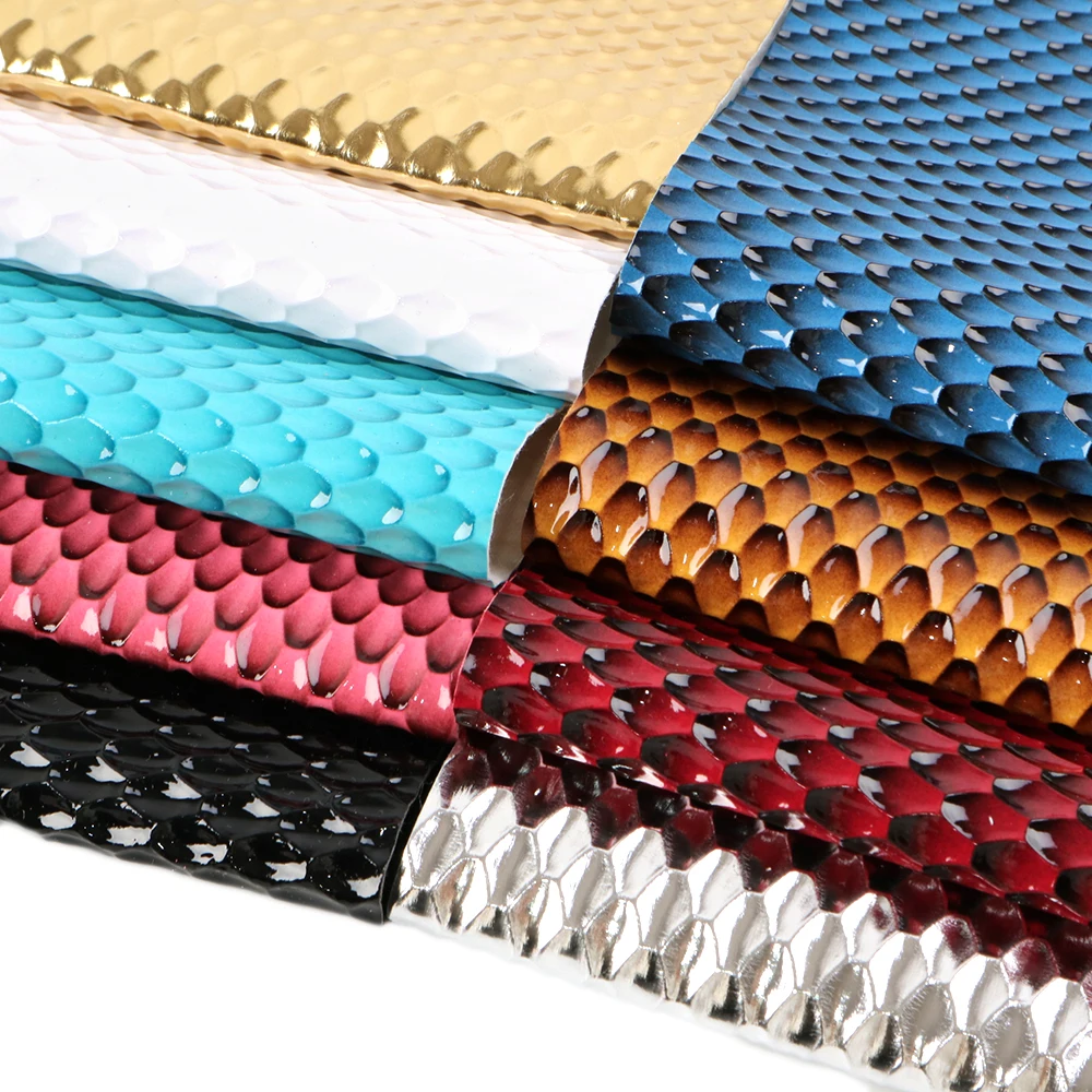 

9Pieces/set 20*34cm Bump Hexagonal Pattern Litchi Faux Synthetic Leather DIY Handmade Sewing Accessories,1Yc6203
