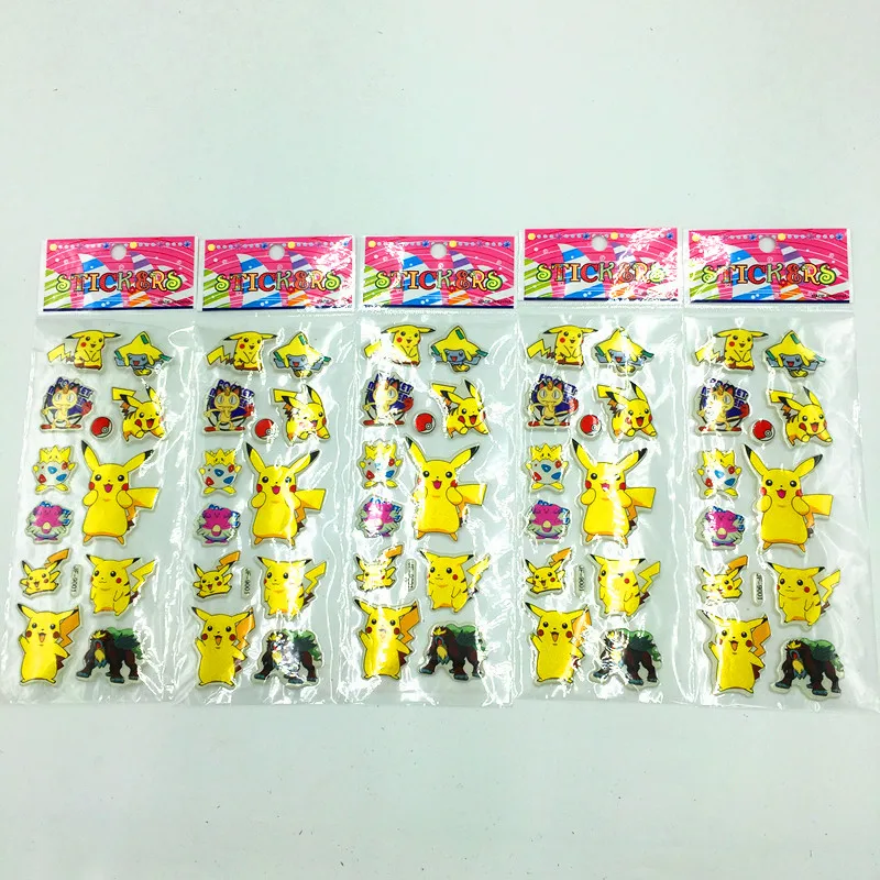 

5pcs/lot Pokemon Go 3D stickers kids birthday party decoration Pikachu stickers Pokemon Go party supplies stickers