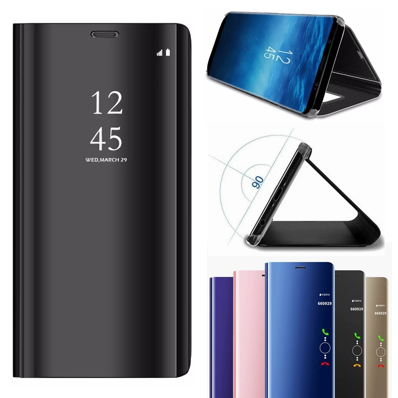 

Luxury Flip Stand View Smart Mirror Phone Case For Huawei Mate 10 P20 Pro Mate 9 P10 P9 P8 Lite 2017 Honor V10 9 Lite Cover