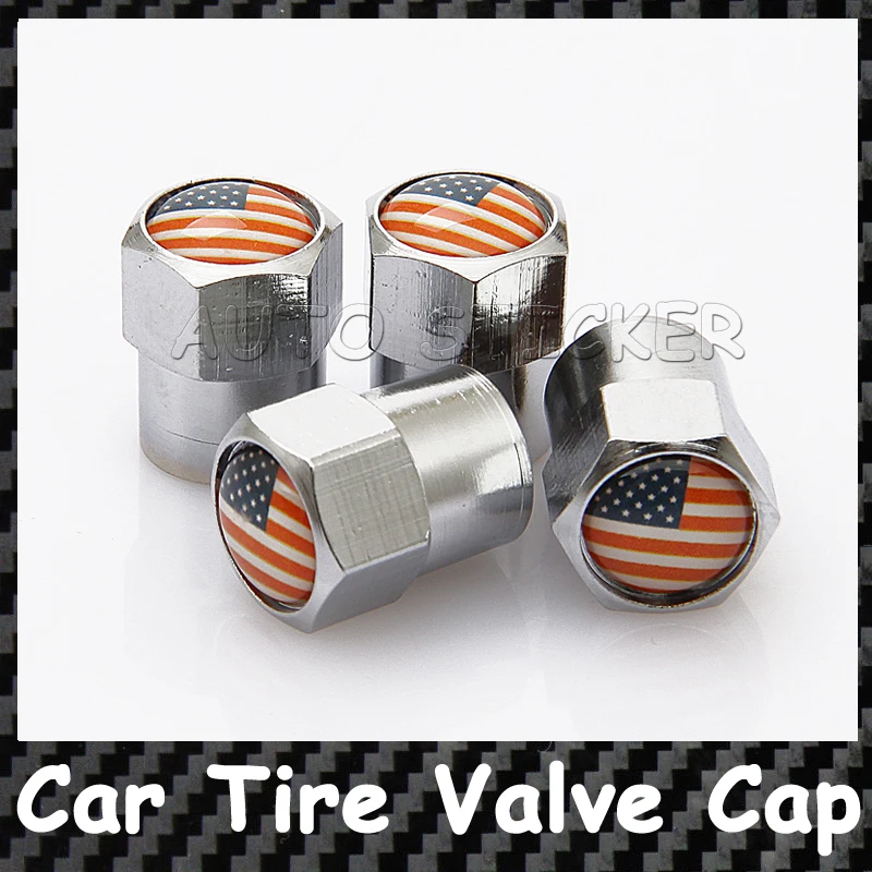 4pcs US American Flag Vehicle Car Wheel Tire Valve Caps Covers For