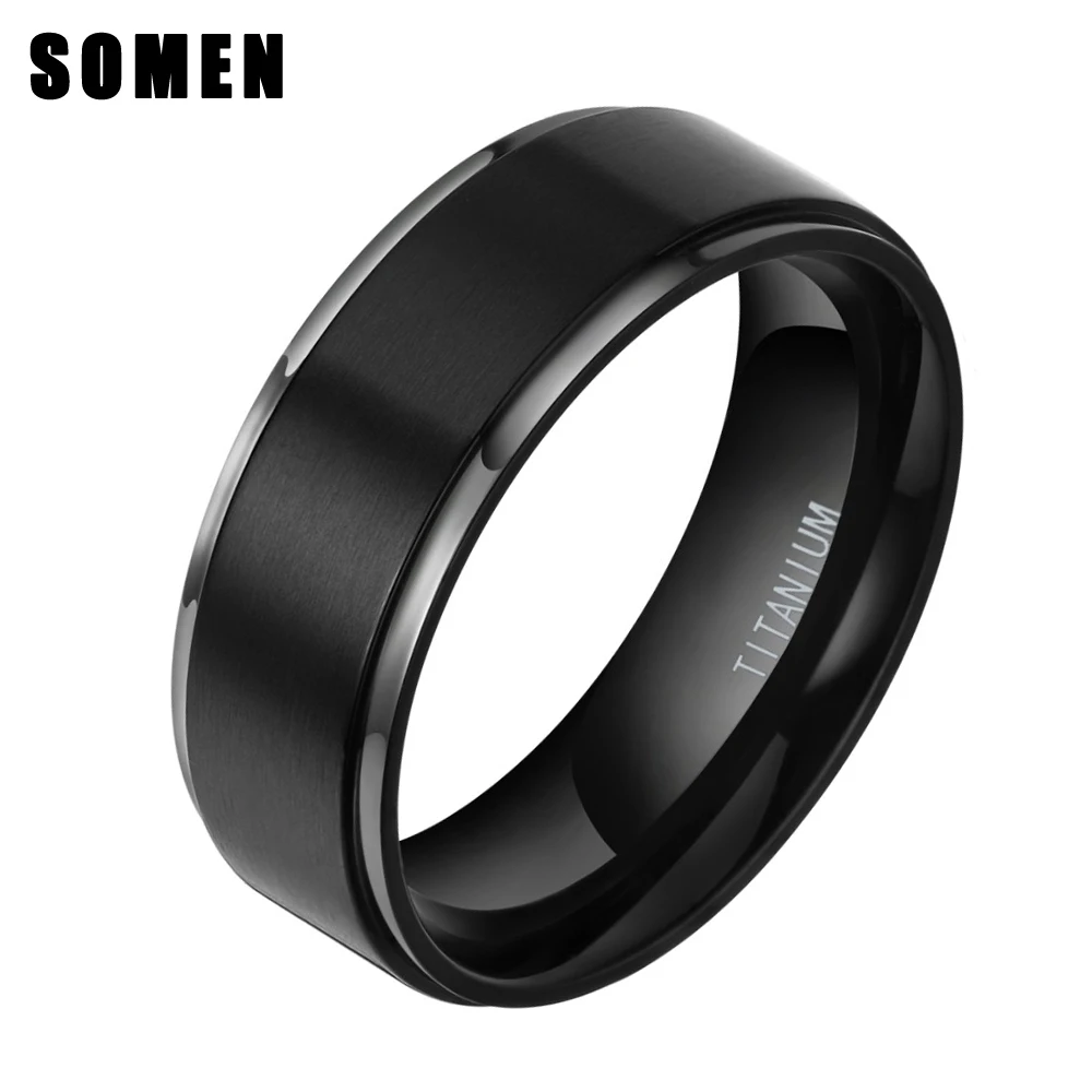 

8mm Men's Black Titanium Engagement Ring Wedding Band Fashion Male Jewelry statement aneis Dropshipping