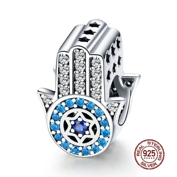 

MOWIMO 100% 925 Sterling Silver Lucky Element Fatima Hand Charms Beads Fit Original Silver Bracelets Necklace Jewelry BKC721