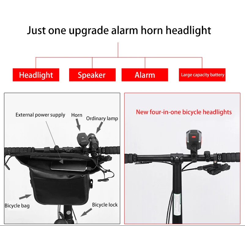 Best WEST BIKING Bike Light 350 lumens USB Charging Waterproof Alarm Horn Headlight 120db Cycling Bicycle Handlebar Lamp 1200mAh 0