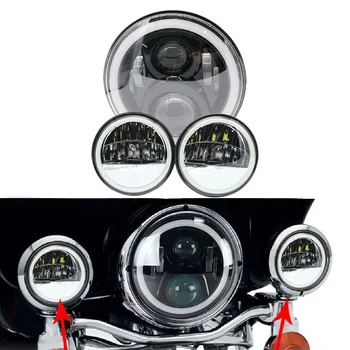 

For Harley Motorcycle 7" LED MOTO Headlamp Headlight 4.5 " Auxiliary Passing Lights Fit For Harley Road King Touring