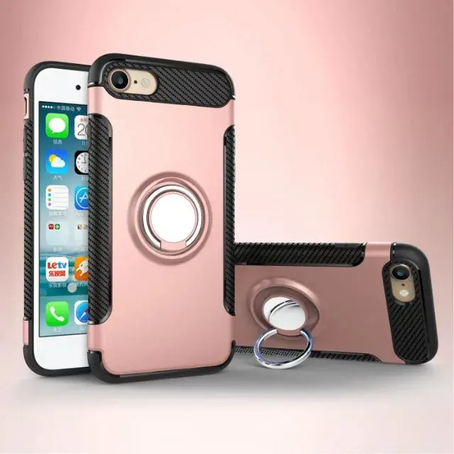 

Shatter-resistant Phone Cases for iPhone 7 / 7 Plus ,PC+TPU Hybrid Full Protect Case for iPhone 7 Magnets car ring Phone Shell