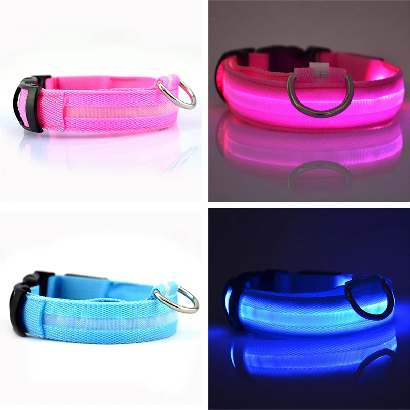 USB Перезаряжаемый светодиодный ошейник для собак, мигающий светящийся безопасный светильник, нейлоновые аксессуары для ошейника питомца для собак, светодиодный ошейник CA