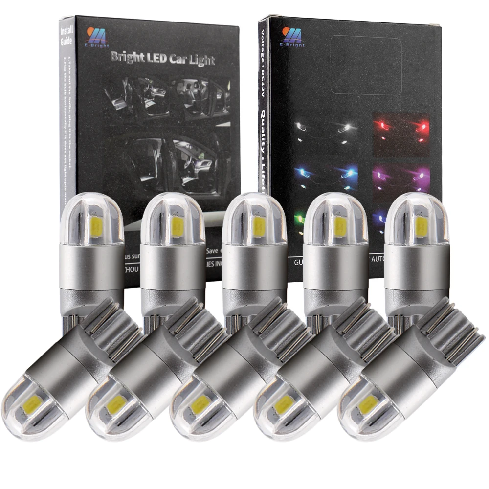 

YM E-Bright Car 10 PCS T10 W5W 3030 2 SMD 194 168 Auto Instrument Lamps 12V DC Light Bulbs White Blue Amber Green Red 60 Lumens