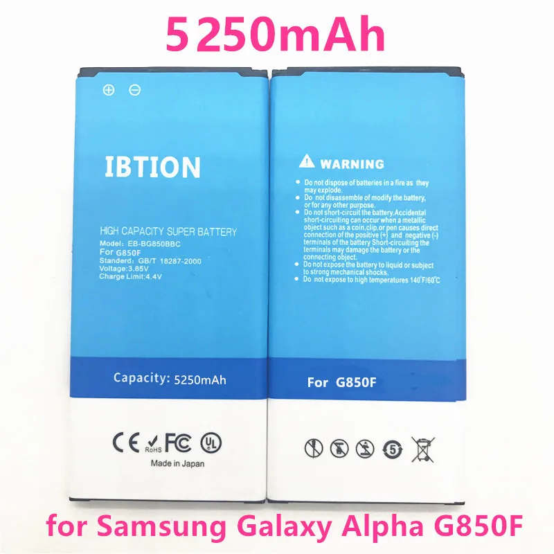 

IBTION 5250mAh EB-BG850BBC Li-ion Phone Battery for Samsung Galaxy Alpha G850F G8508S G8509V G850 G8508 G850T G850V G850M