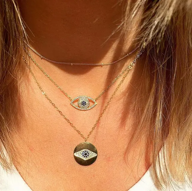 

2019 lucky evil eye disco charm pendant engraved cz drop women Gold filled elegance gorgeous turkish evil eye necklace jewelry