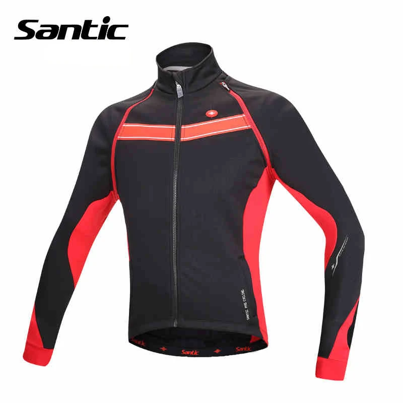 

Santic Winter Cycling Jersey Thermal Fleece DH MTB Jersey Removable Sleeves Cycling Jacket Keep Warm Wind Coat Cycling Clothing