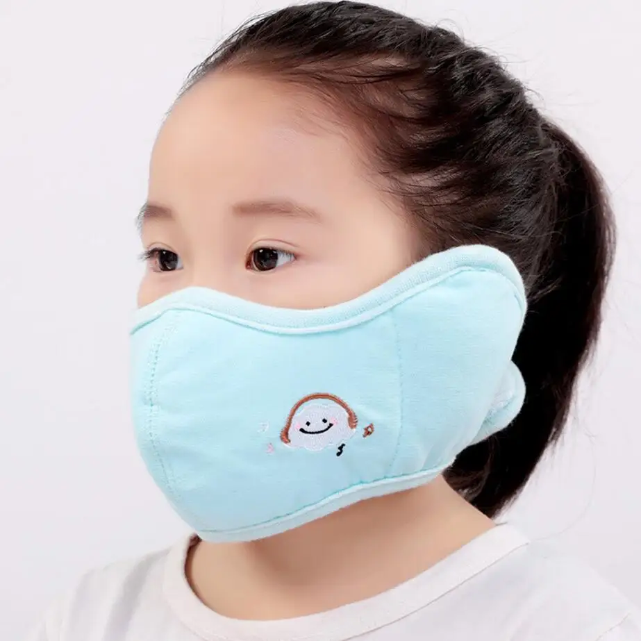 2 в 1, детские защитные Теплые маски для рта, ветрозащитные наушники для мальчиков и девочек, зимние маски против пыли, хлопковая маска против гриппа