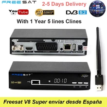 V8 Super DVB-S2 Satellite tv Receiver HD Full 1080 Receptor+USB WIFI free 5 lines CCCAM Spain Germany PolishTV