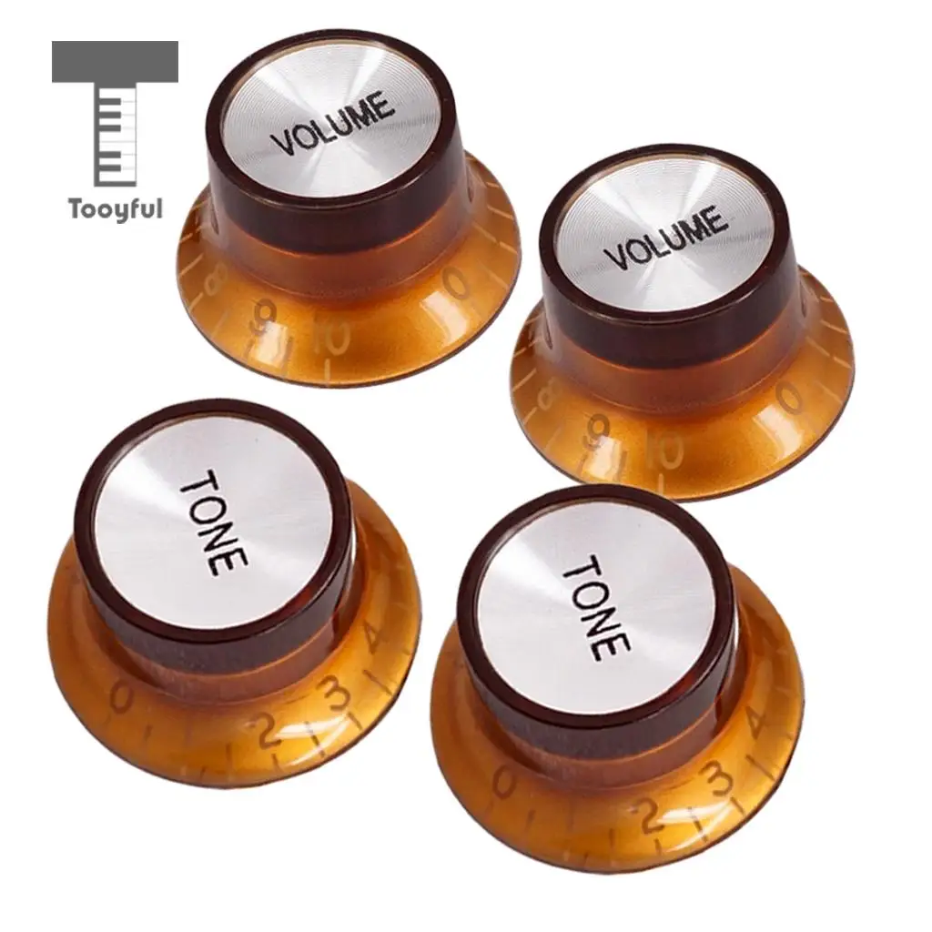 Tooyful 4Pcs Tone Volume Control Button Knob for Strat SQ Electric Guitar Bass